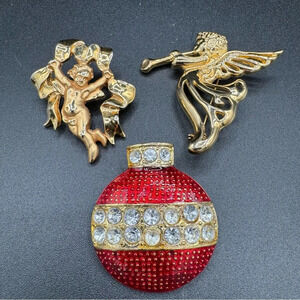 Christmas Brooch Trio - SFJ Angel Brooch and Ornament